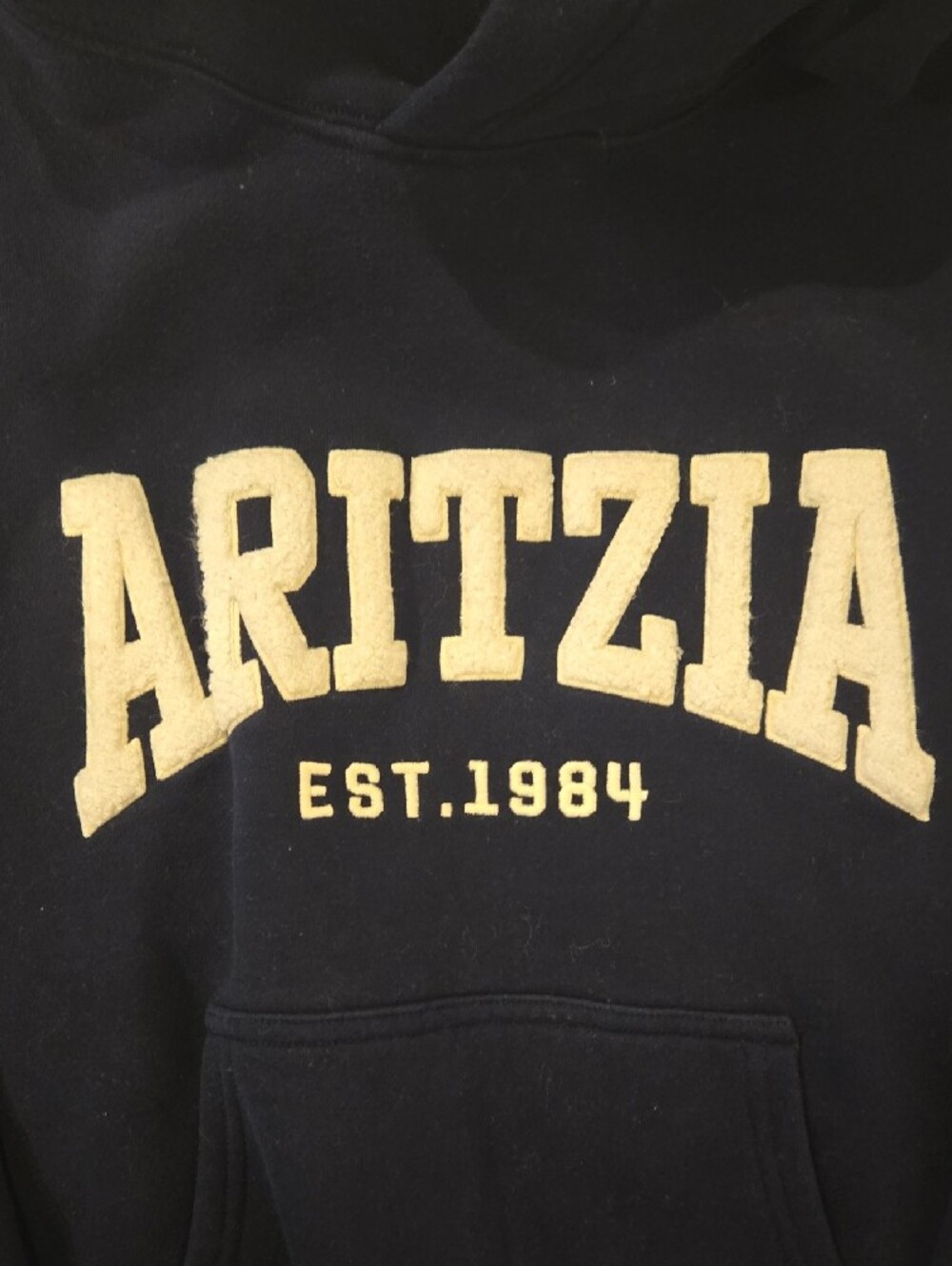 Aritzia Navy Blue Hoodie with White Lettering - Picture 3 of 3